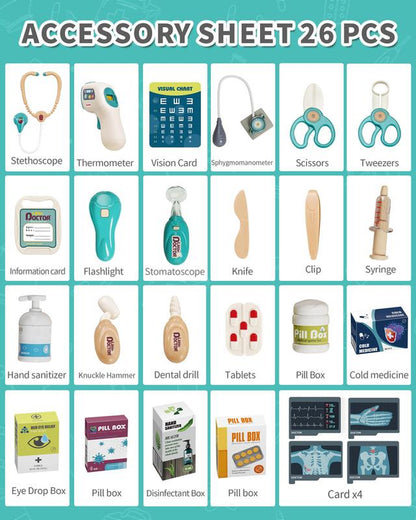 Mobile Medical Station for Kids - Fun Learning Doctor Pretend Kit with Realistic Accessories & Interactive Features