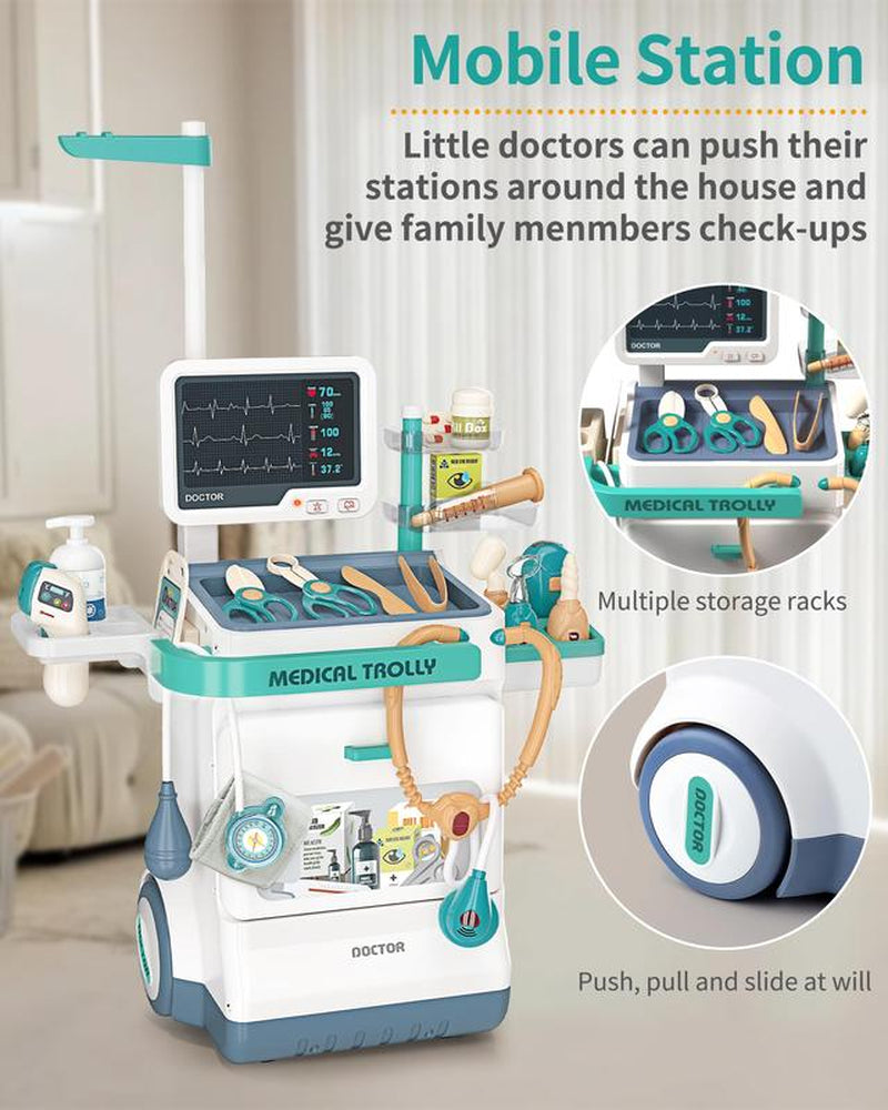 Mobile Medical Station for Kids - Fun Learning Doctor Pretend Kit with Realistic Accessories & Interactive Features