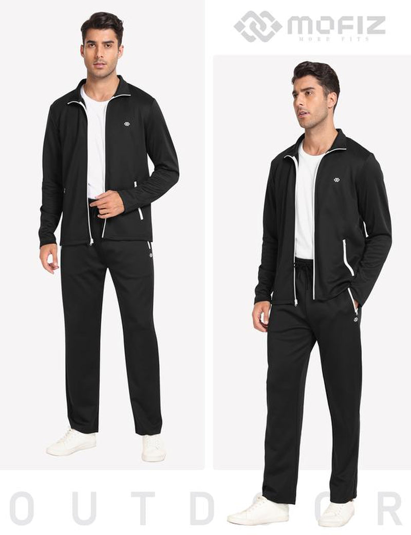 Mofiz Mens Tracksuit Jogging Warm up Full Zip Runningsweatsuit Comfortable Outfits Casual Athletic Pants Full Zip Jacket 2 Piece